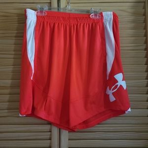 Under‎ Armour Orange and White Shorts basketball workout adult size Small